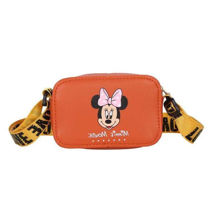 Disney-Bolso pequeño de Mickey para niños, de Color sólido bandolera de un solo hombro, monedero de moda, bolso cuadrado cruzado para niñas, nuevo estilo