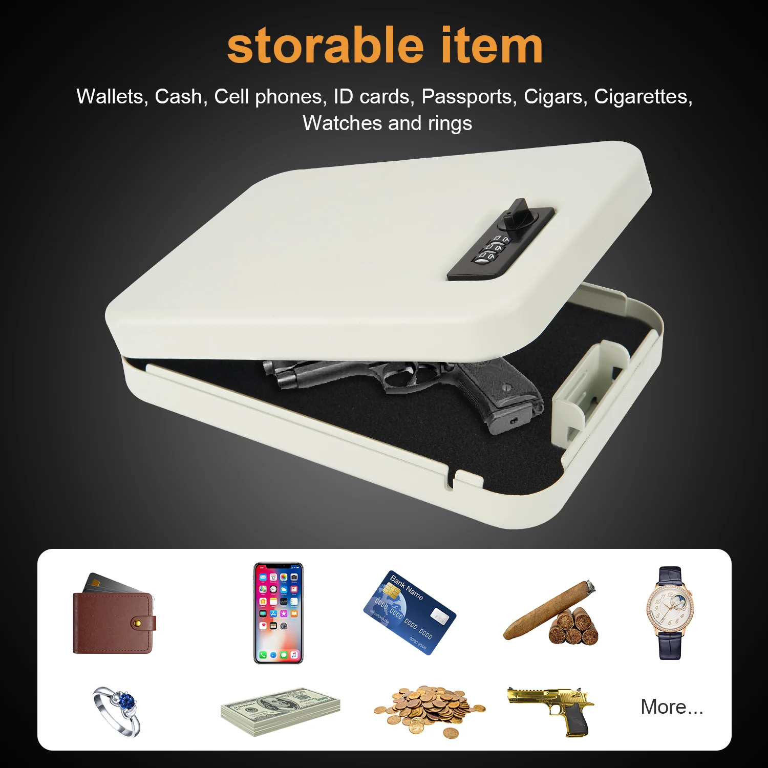 Dialing Wheel Password Gun Safes Box Weapon Case Pistol Safe Valuables Money Jewelry Storage Box Gunbox Security Pistol Safes