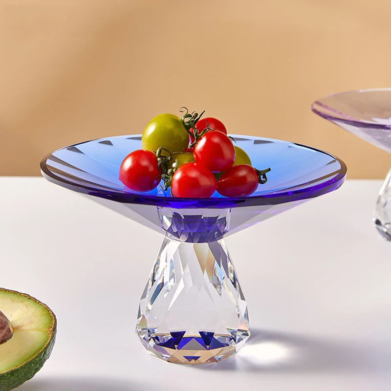 

Premium Luxury Europe Design K9 Crystal Glass Fruit Tray Dish Eco-Friendly Living Room Home Use Snack Dessert Party Wedding