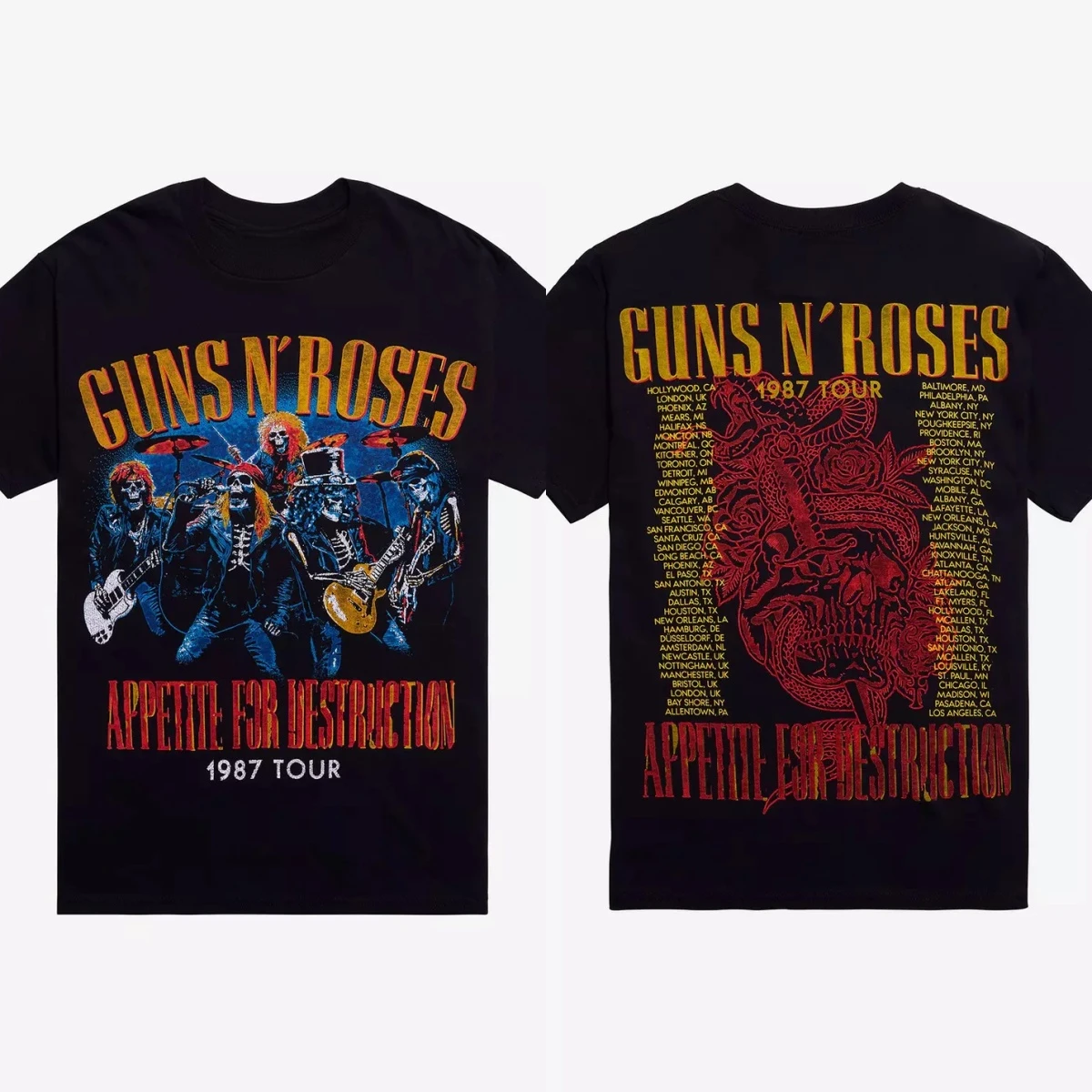 Guns N' Roses Suicide Skull Band T-Shirt Cotton Graphic Tee Men Women Summer Streetwear - view 6