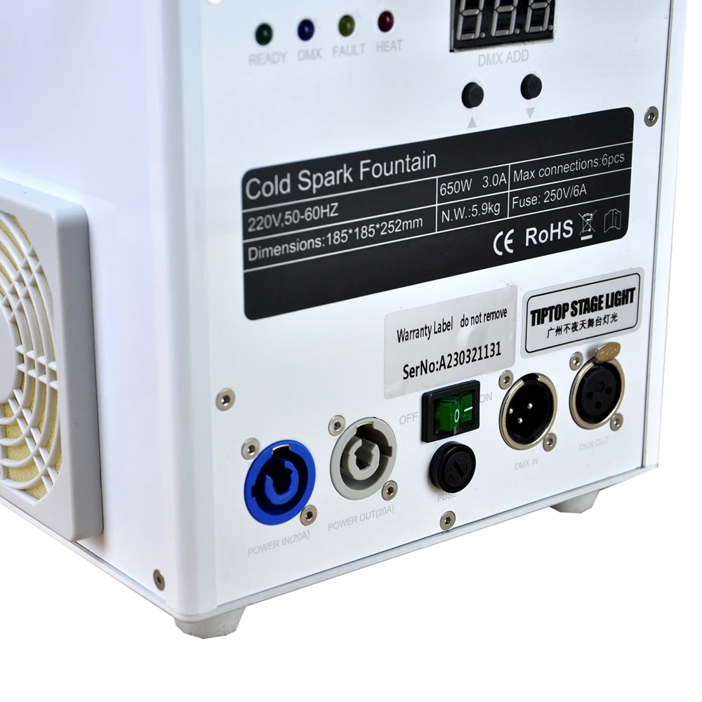 2 Channel White Fountain Base Pyrotechnics Cold Wedding Machine Pyro Sparks Effect DMX Wireless Remote Control 650W High Power