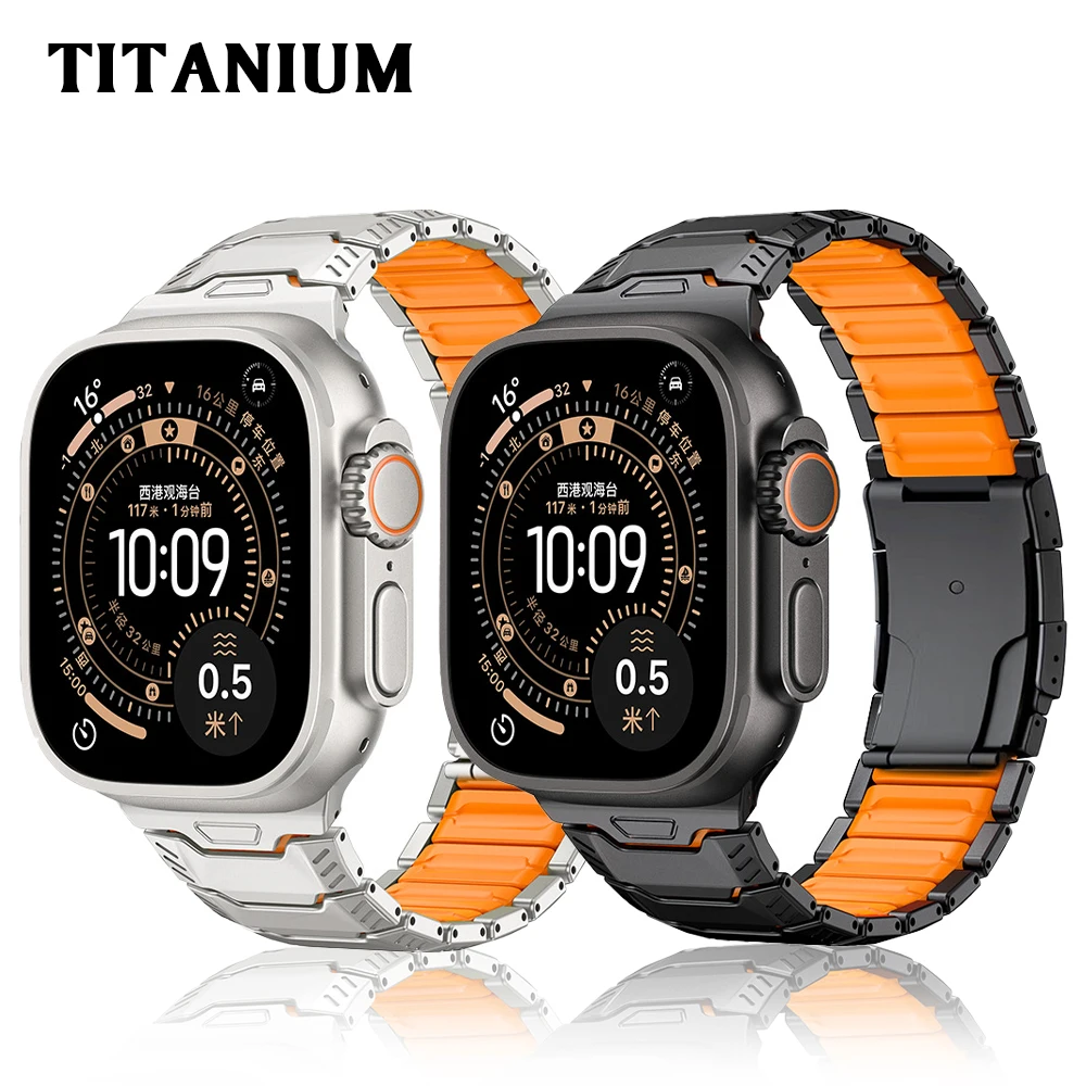 Titanium Band For Apple Watch Ultra 4 3 2 49mm Series 12 11 10 46mm Luxury Business Strap For IWatch 9 8 7 45mm SE 44mm Bracelet