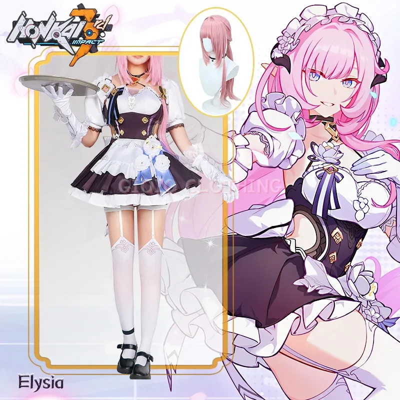 

Elysia Cosplay Costume Honkai Impact 3 Carnival Uniform Wig Anime Halloween Costumes Women Game