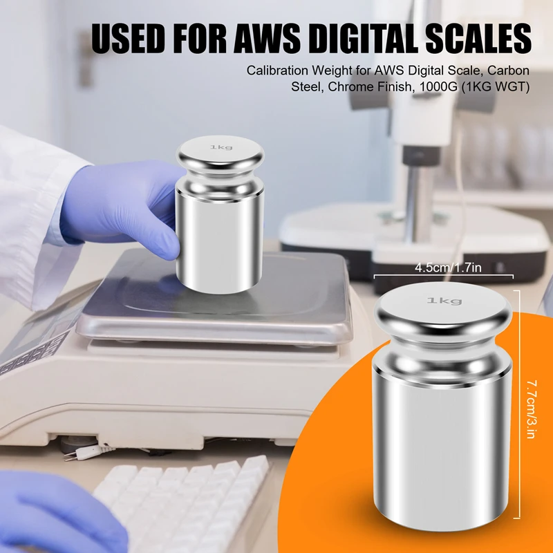 Calibration Weight For AWS Digital Scale, Carbon Steel, Chrome Finish, 1000G (1KG WGT)