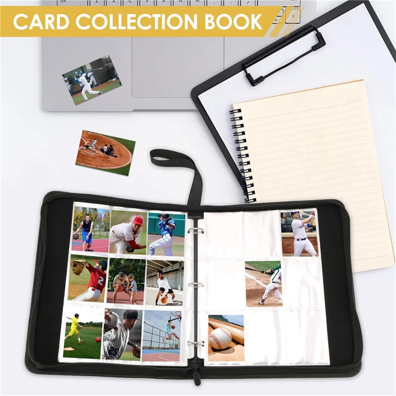 

Popular Trading Card Binder, 9 Pockets Baseball Card Binder Sleeves With Zipper, Card Case For Game/Football/Baseball Card