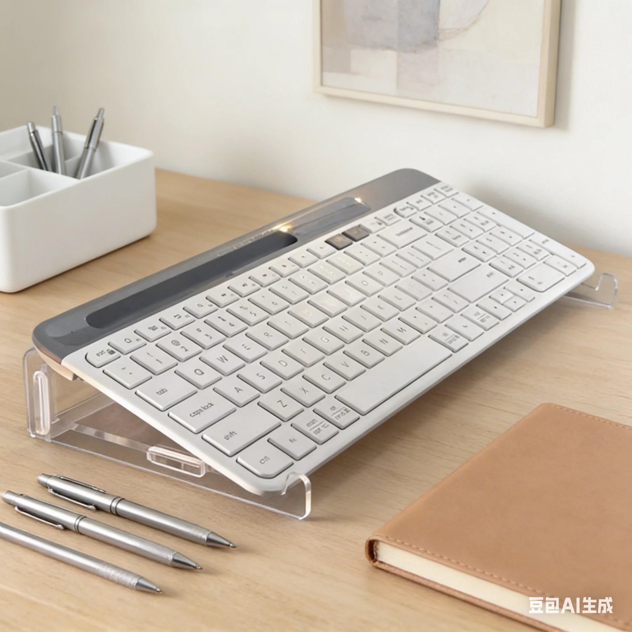 

Acrylic Keyboard Stand Ergonomic Tilted Holder for Desktop Typing Clear Desk Organizer with Wrist Rest Customized Keyboard Base