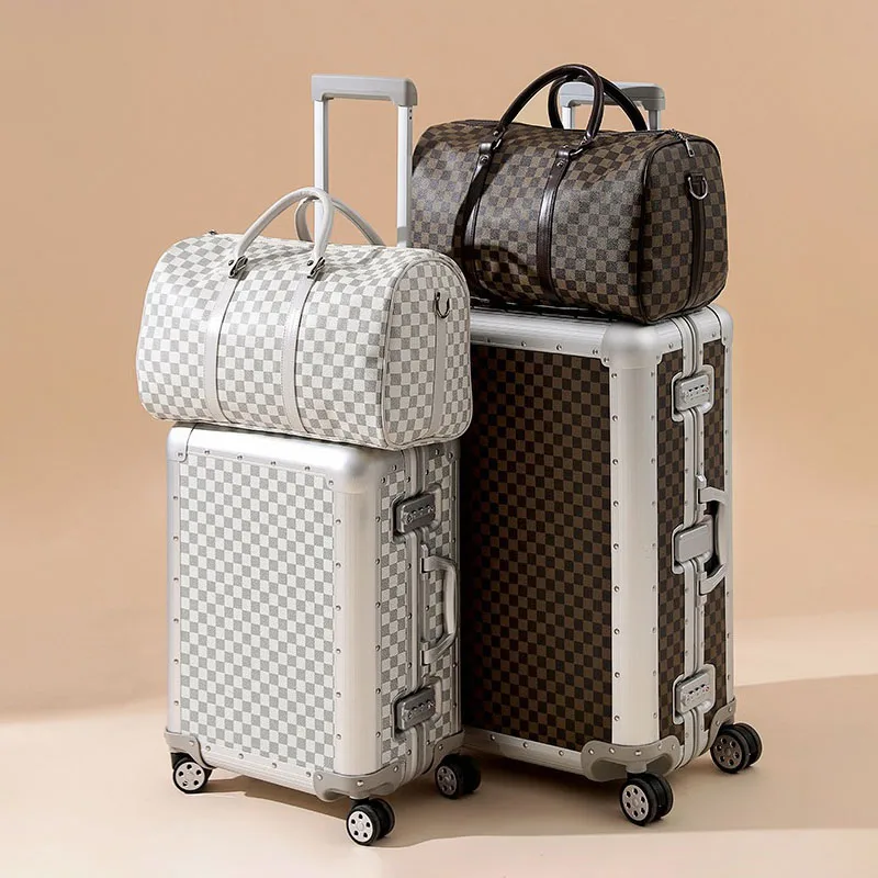 

New Aluminum Suitcase Metal Frame Password Trolley Case 20&24&26 Inch Luggage Set Suitcase Trip Cabin Travel Bags Suitcases