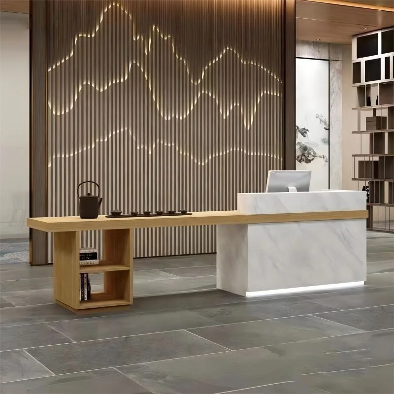 

Custom Cosmetics Shop Cash Table Register Cashier Desk Store White Gold Checkout Counters Reception Desk