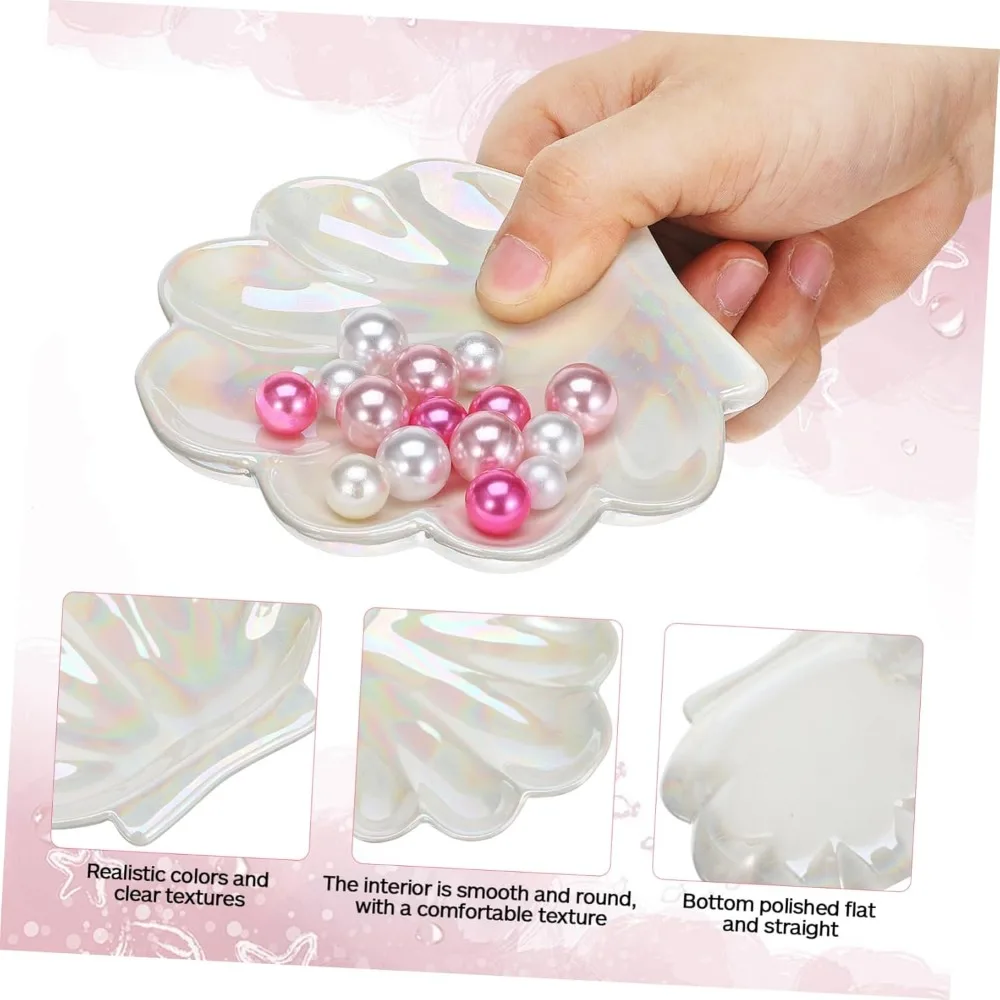 لوحة مجوهرات من السيراميك على شكل صدفة إبداعية، صينية تخزين خفيفة الوزن للخواتم والأقراط والقلائد المزخرفة متعددة الوظائف أو