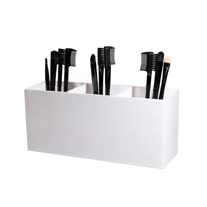 3 Holes Transparent Cosmetic Makeup Acrylic Makeup Brush Tool Storage Box Case Make-up Brush Holder Table Organizer Makeup Tool