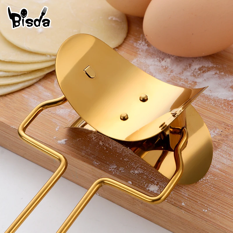 Dough Presser Dumpling Maker Stainless Steel Dumpling Kitchen Utensils Rainbow Stuffing Spoon W raper Golden Dough Presser