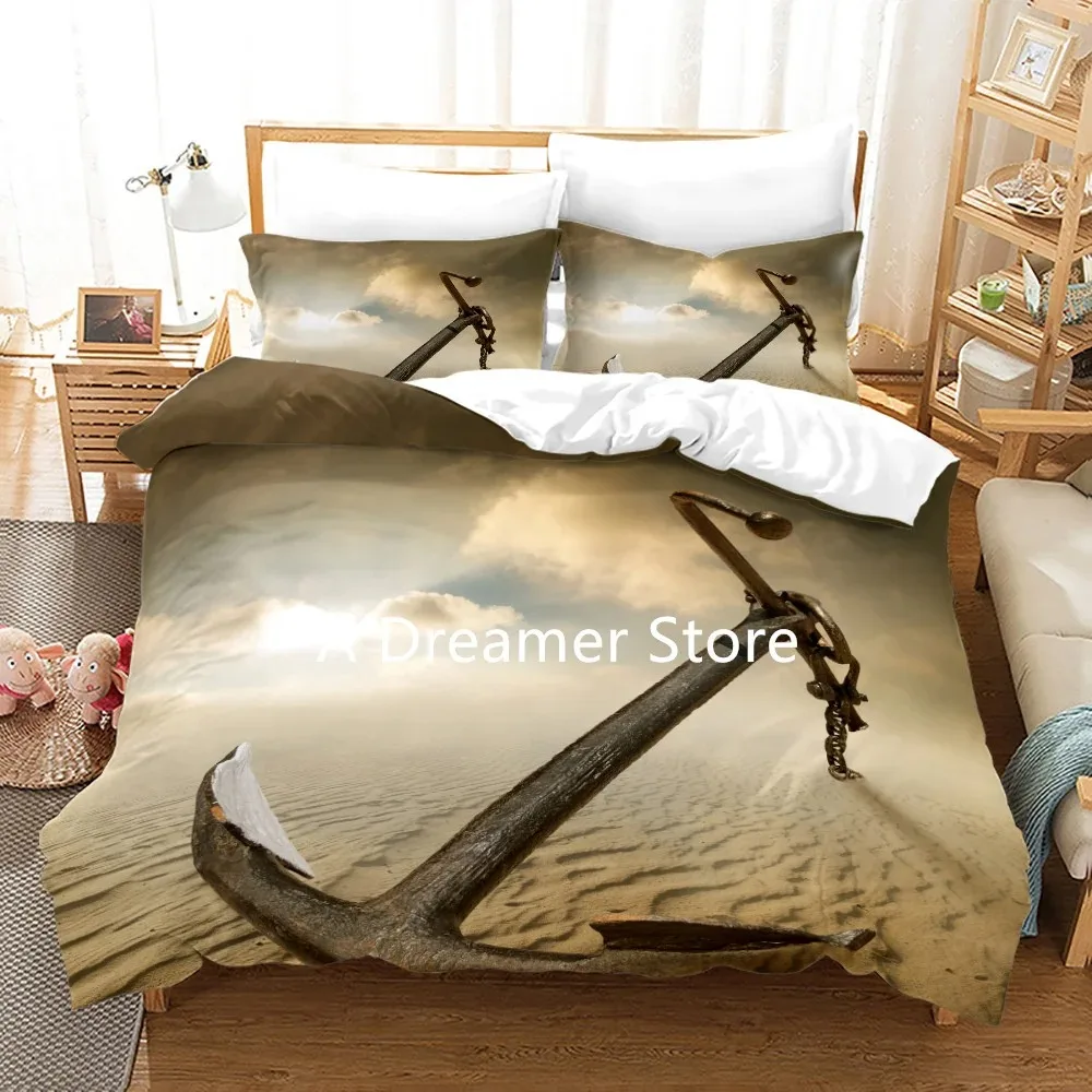 

Design Anchor Bedding Set Quilt Cover Anchor Print Duvet Cover With Pillowcase 200X200 King Size Bedroom For Children Bed Cover