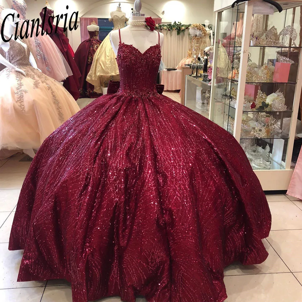 فساتين Quinceanera مع فيونكة مكشوفة الأكتاف مزينة بالخرز Vestidos De 15 Anos فستان حلو 16th