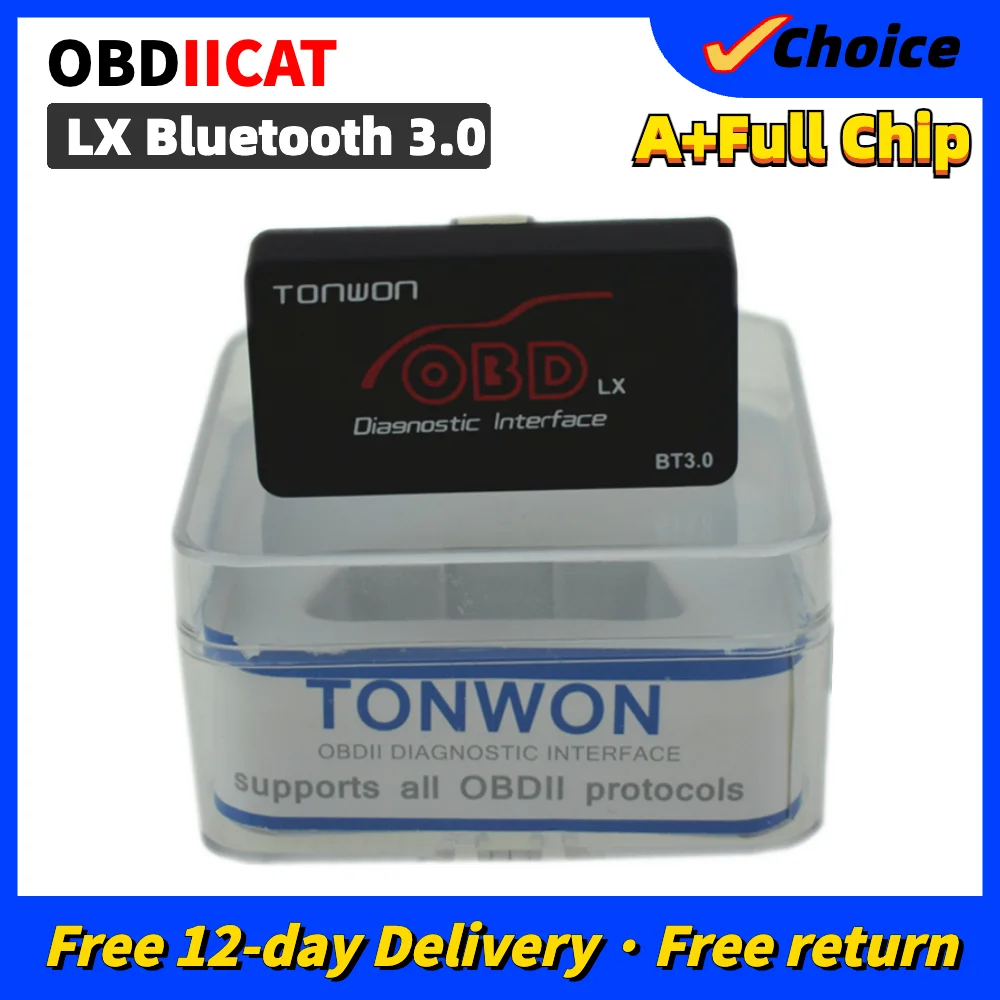 

OBDII TONWON LX Bluetooth 3.0 For Android Professional OBD2 Scanner Diagnostic tool Support 9 OBD2 Protocols Btter than ELM327