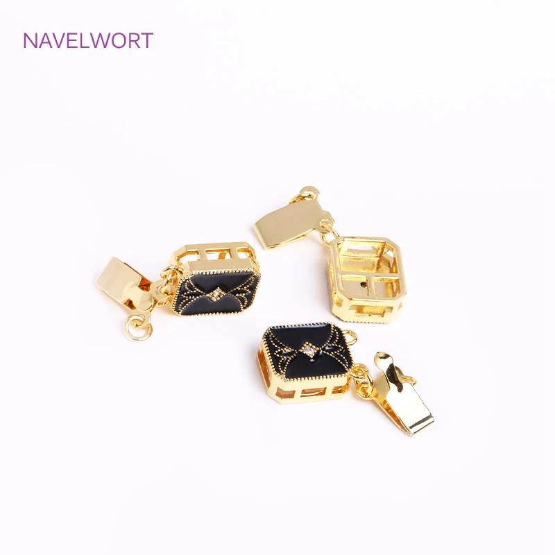 Wholesale 18K Gold Plated Square Filigree Box Safety Clasps Connector For Bracelet Necklace Making,DIY Jewellery Making Susories