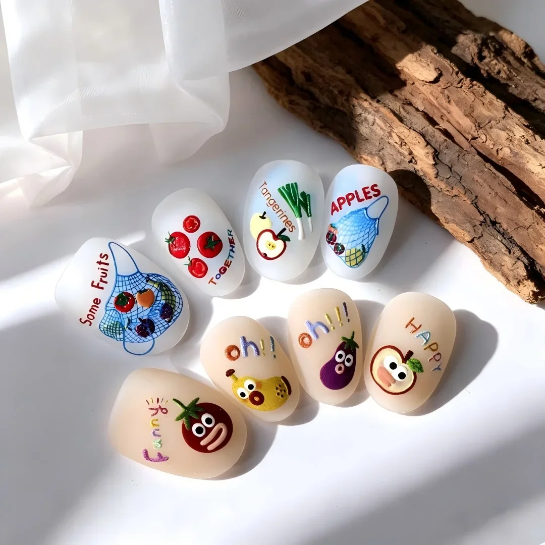 1 Set Summer 5D Embossed Nail Stickers Bikini Flip Flop Coconut Tree Self Adhesive DIY Manicure Nail Decor Ornaments