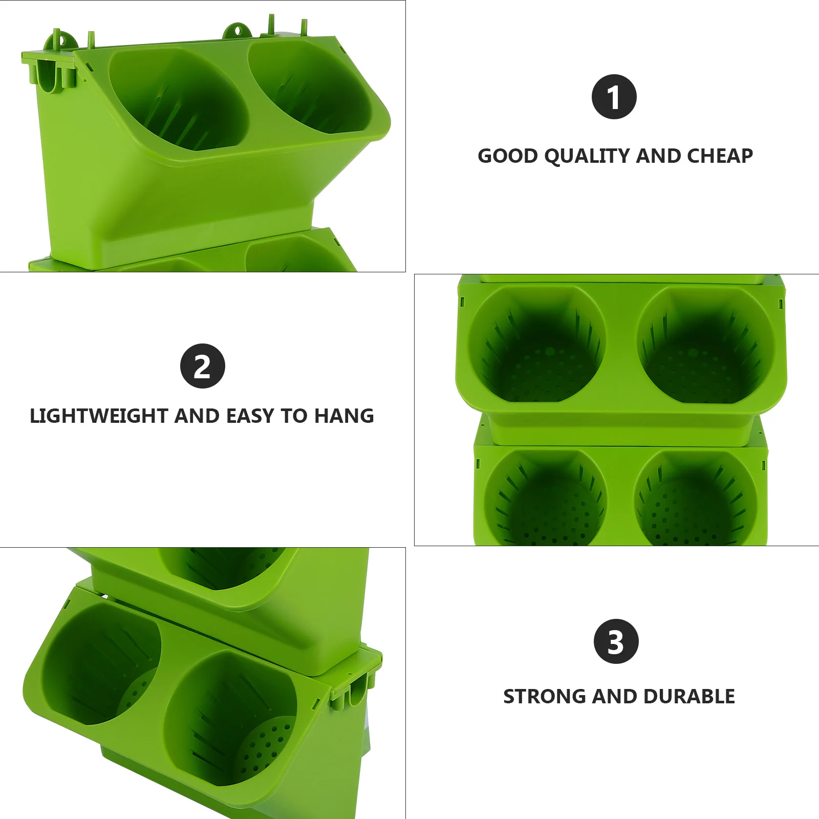 

4pcs Vertical Garden Planter Wall Mount Self Watering Hanging Flower Pot 2 Pocket Plastic Wall Planter For Outdoor Balcony Decor