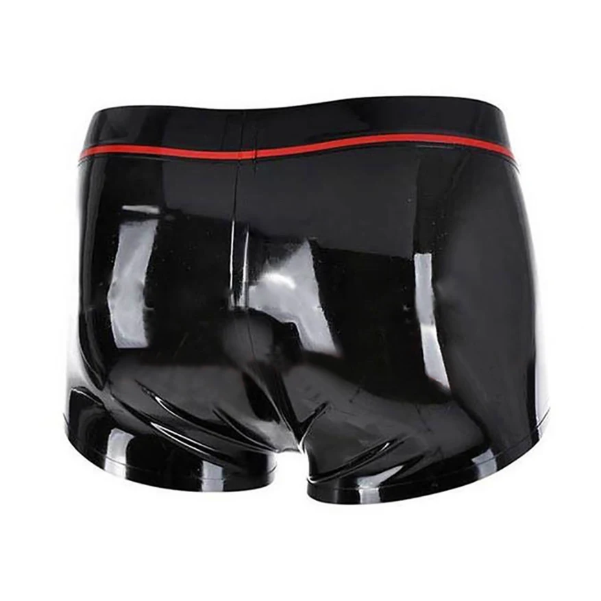 Sexy Latex Rubber Men Boxer Shorts With Penis Hole Male Tight Lingerie Underwear Handmade S-LPM096