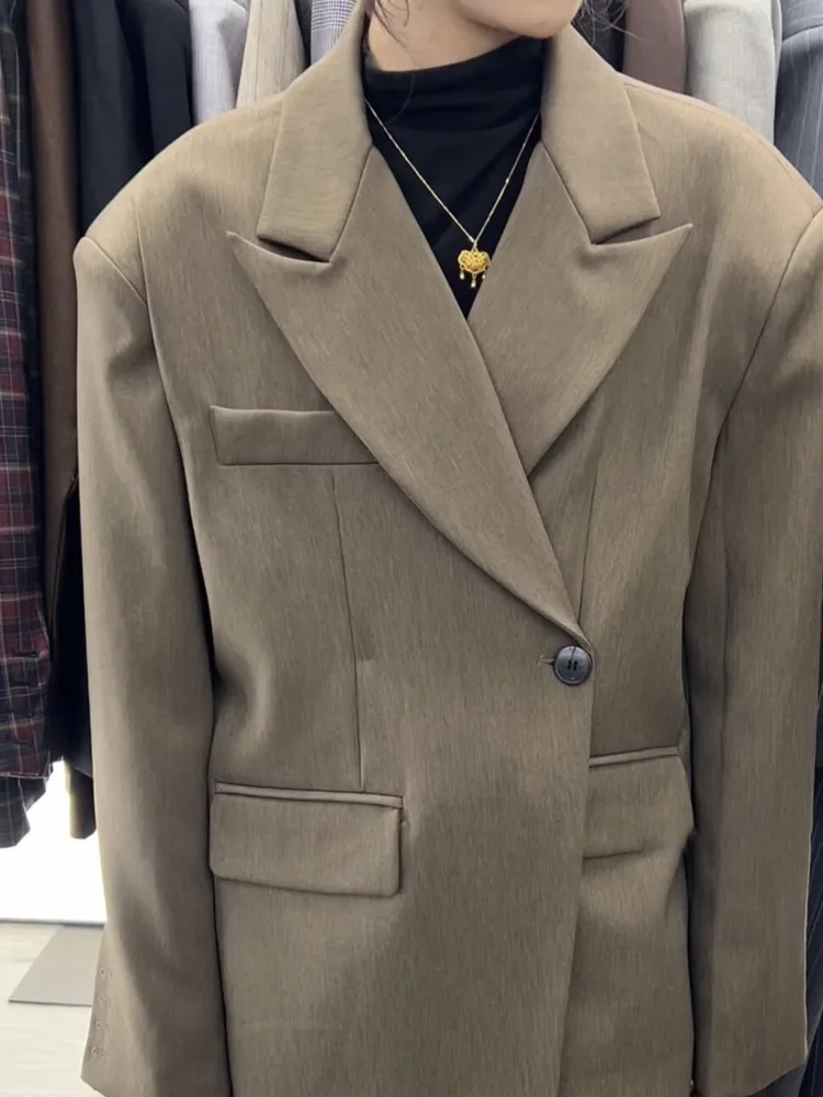 KWTX 2025 Giacca da donna allentata con bottoni asimmetrici di inizio autunno-Cappotto da cena alla moda con data-Capispalla casual elegante per le signore