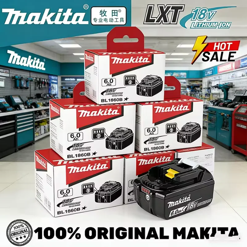 Batterie 100% originale Makita 18V 6,0Ah, pour outils électriques Makita BL1830, BL1830B, BL1840, BL1840B, BL1850, BL1860B
