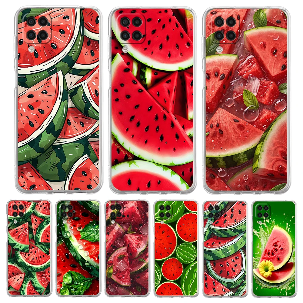 Soft Cover for Samsung Galaxy A25 A23 A22 A52S A52 A55 A72 A51 A41 A31 A13 A11 Transparent Phone Case Watermelon Fruit Pattern
