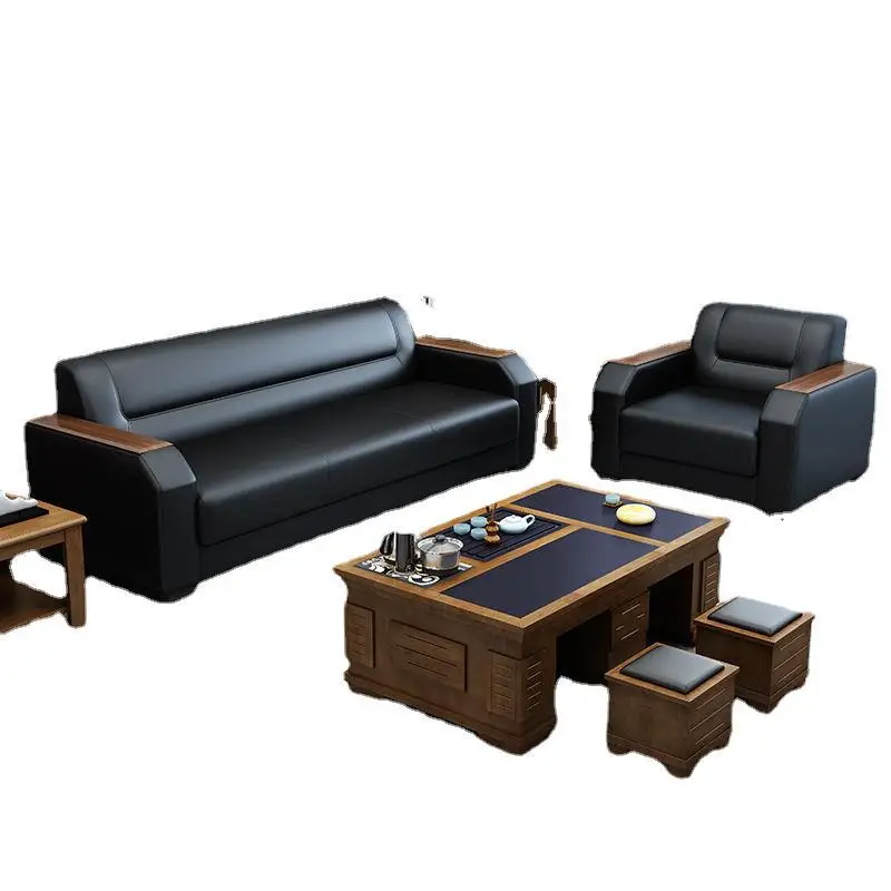 Minimalist modern coffee table office, business reception and reception, three seater negotiation, rest sofa combination set