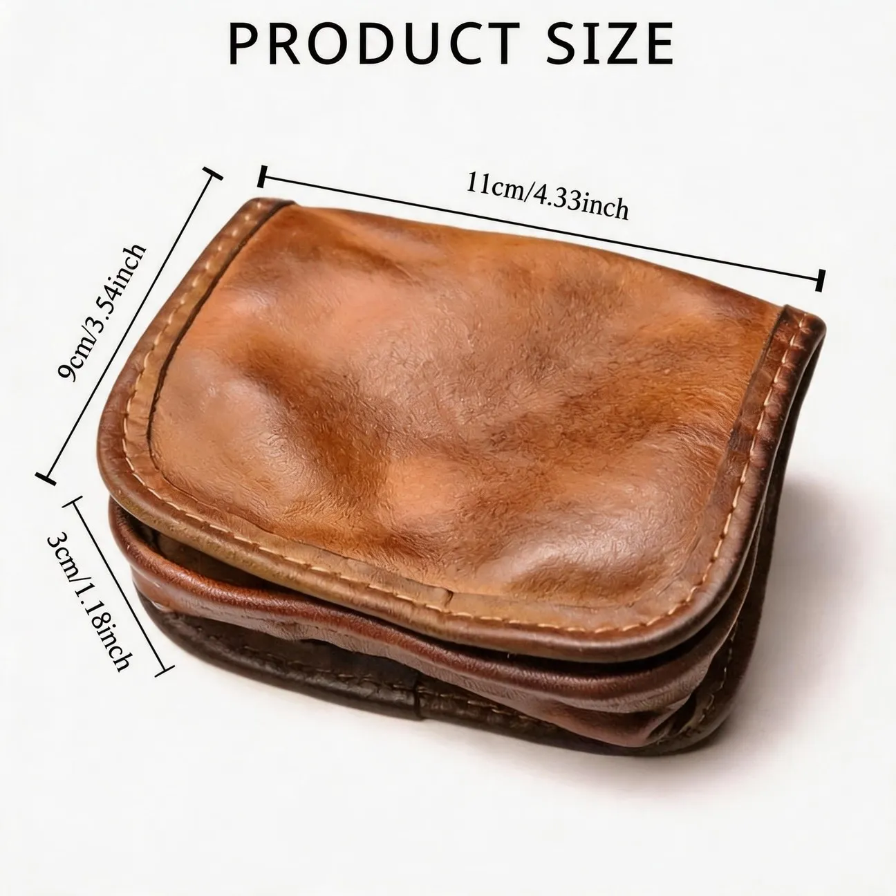 Genuine Leather Retro Zipper Coin Purse Card Holder Storage Bag Wallet Key Bag Practical Gift