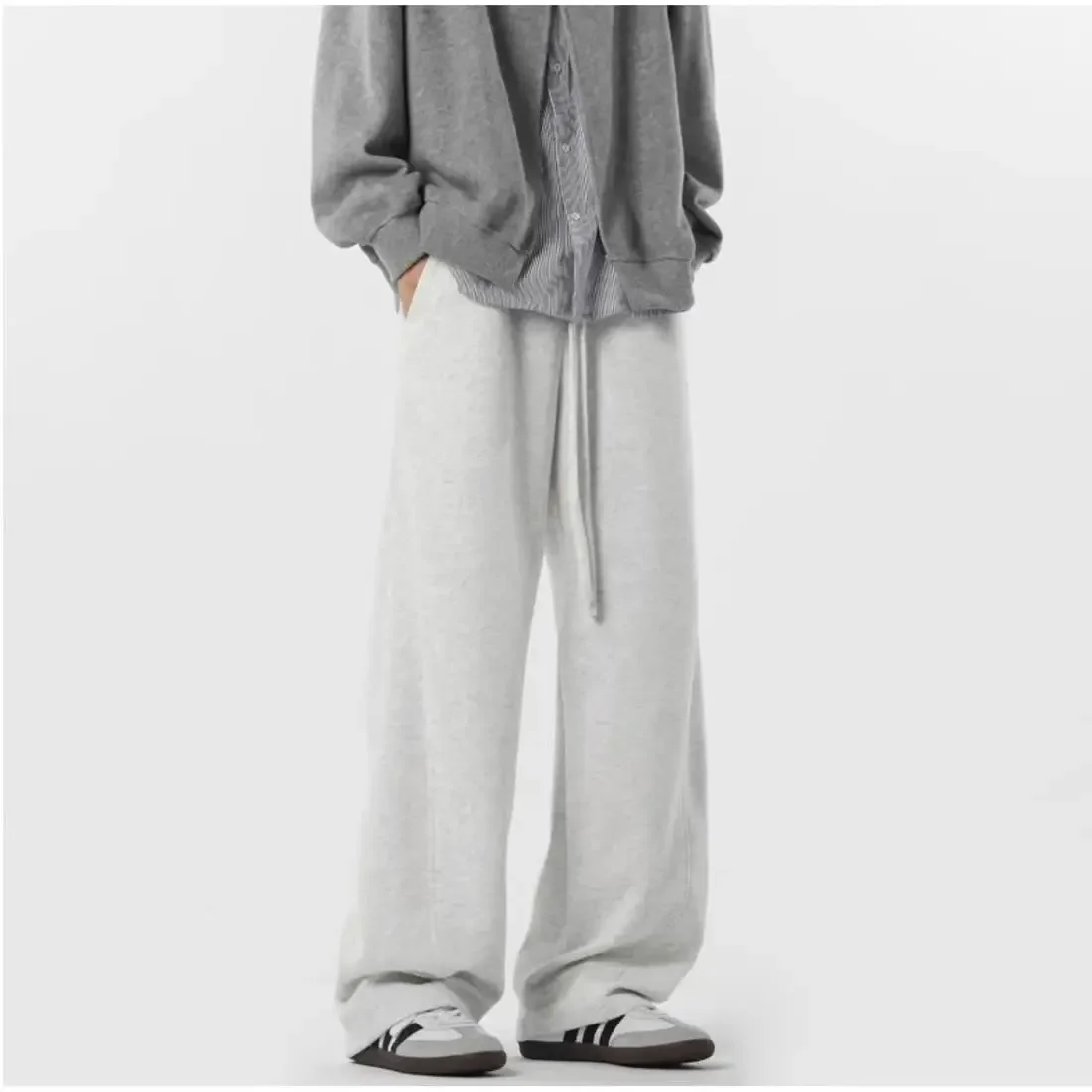 بنطال رياضي عصرية واسعة الساق للرجال للخريف مقاس كبير - بنطال رياضي عصري وغير رسمي وعصري