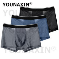 3 Pieces/Lot Big Size Men Underwear Ice Silk Breathable Boxer Shorts Underpants Undies Panties Knickers L XL 2XL 3XL 4XL 5XL