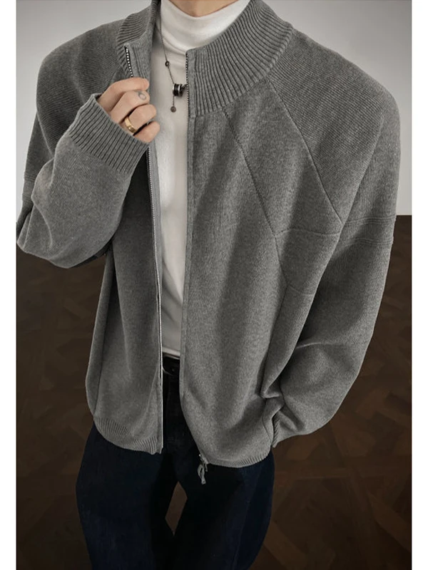 

Мужской вязаный кардиган Cleanfit American Style: свободный крой, воротник-стойка, повседневный, модный, в стиле Lazy Style, весна