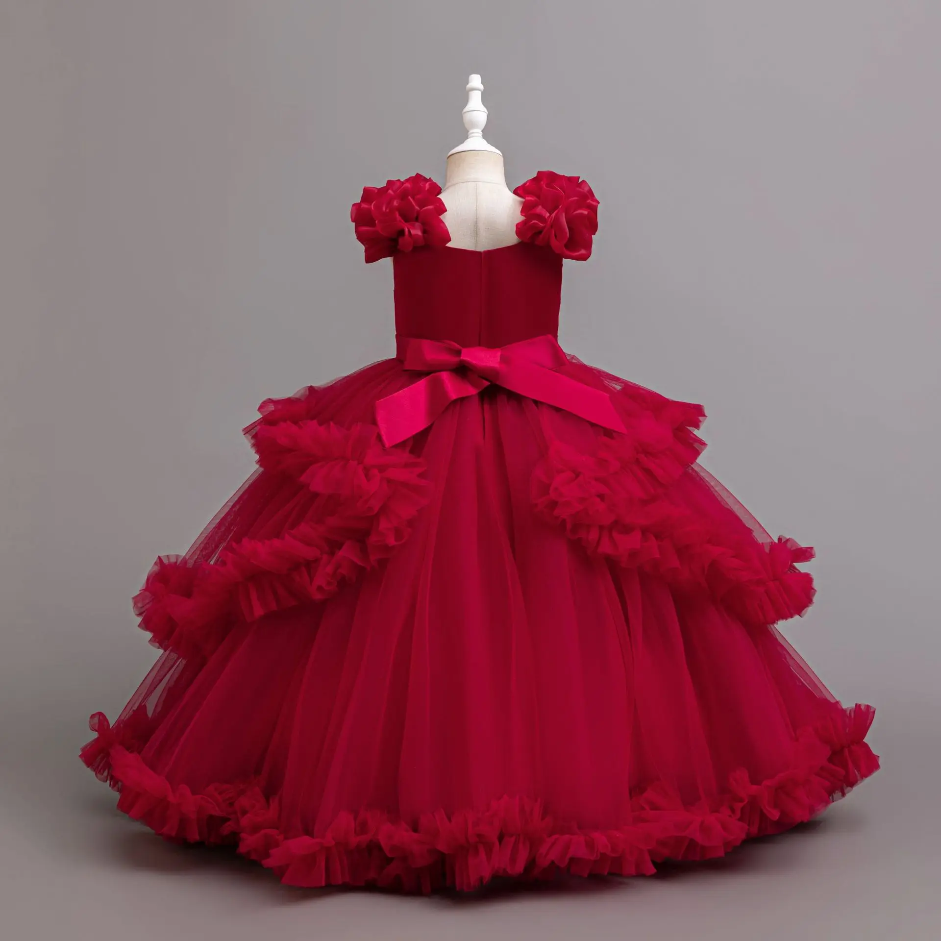 New elegant girl dress, tulle sequin long flower girl dress suitable 4-12 year old girl Christmas performance clothing