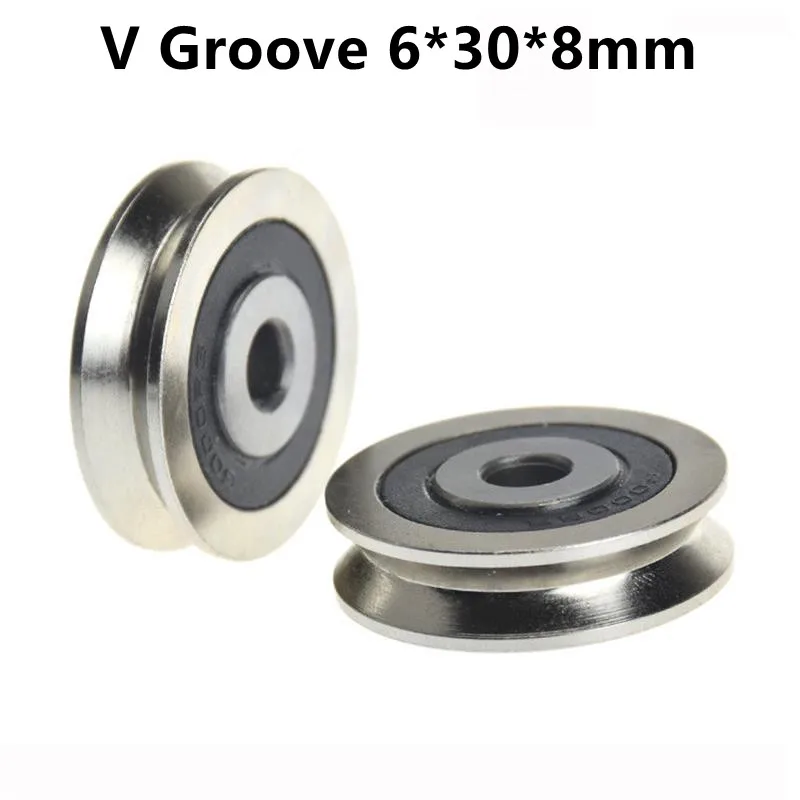 10pcs/50pcs V Groove Non Standard Bearing Pulley 6*30*8mm Guide Wheel Roller 6x30x8mm Bearing Steel Right Angle