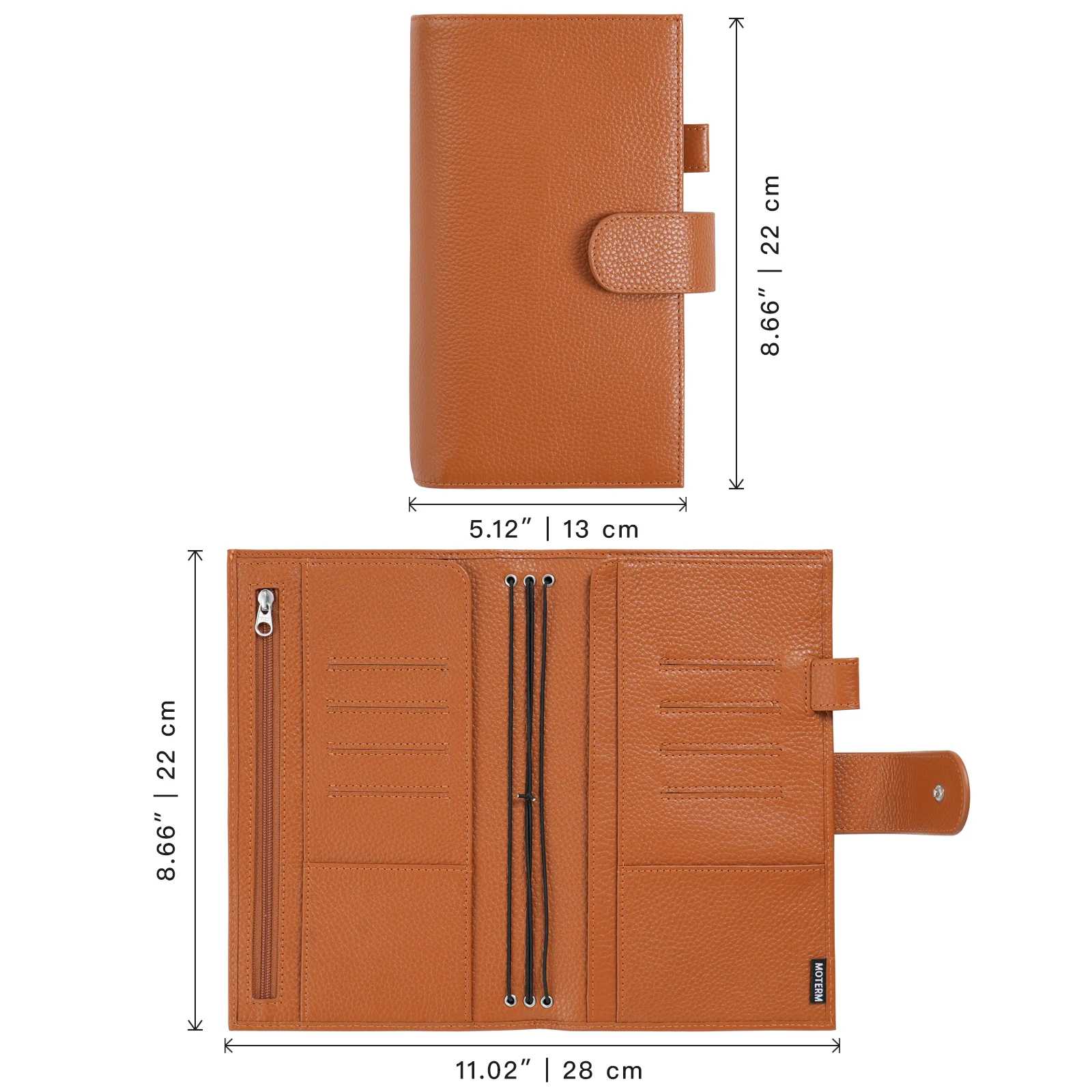 Limited Imperfect Moterm Companion Travel Standard Size TN Notebook Genuine Cowhide Organizer with Back Pocket and Clasp Design