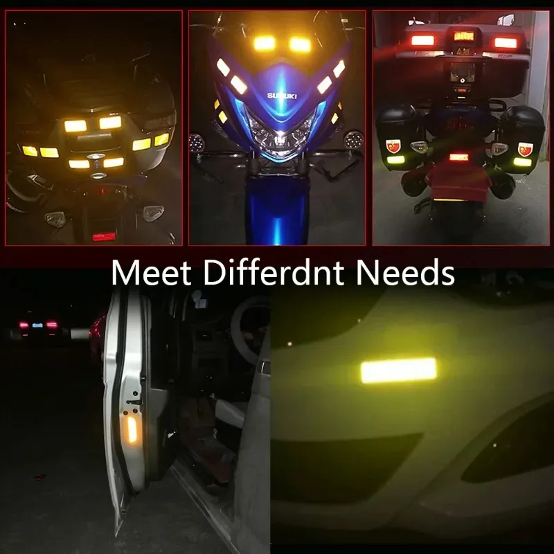 10PCS Waterproof Car Reflective Stickers Secure Reflective Warning Strips Rear Bumper Anti-Collision Decal Car Exterior Parts