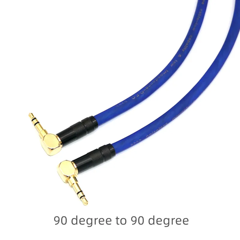 HiFi AUX Cable 3.5mm Audio Speaker Cable 90 Degree TRS to 90 Degree TRS Jack for Guitar Gold-Plated Auxiliary Car Earphone Cable