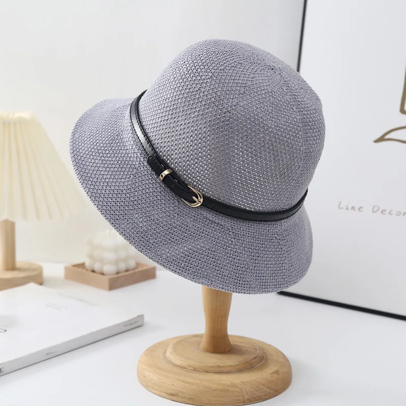 New Fashion Summer Cotton Large Bucket Hat For Women Solid Sun Hats With Belt Female Lady Outdoor Fisherman Hat Bonnet Cap