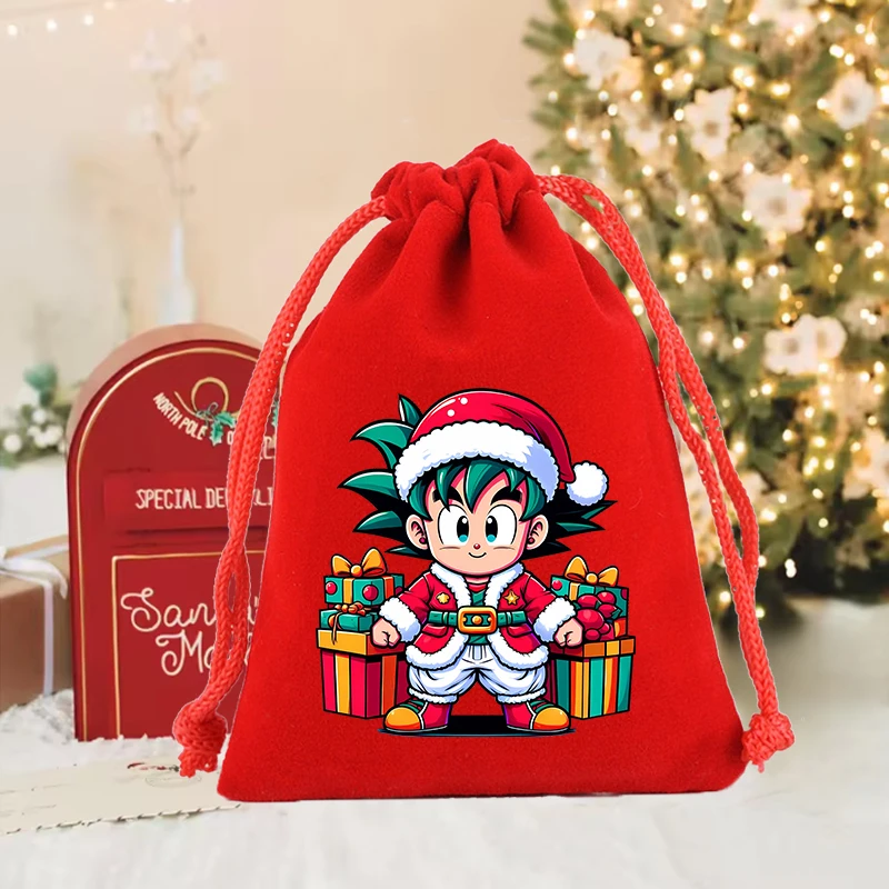 

Dragon Ball Christmas Drawstring Bag Party Home Decor Gift Bags Xmas Tree Hanging Pouch Cartoon Anime Large Capacity Candy Bag