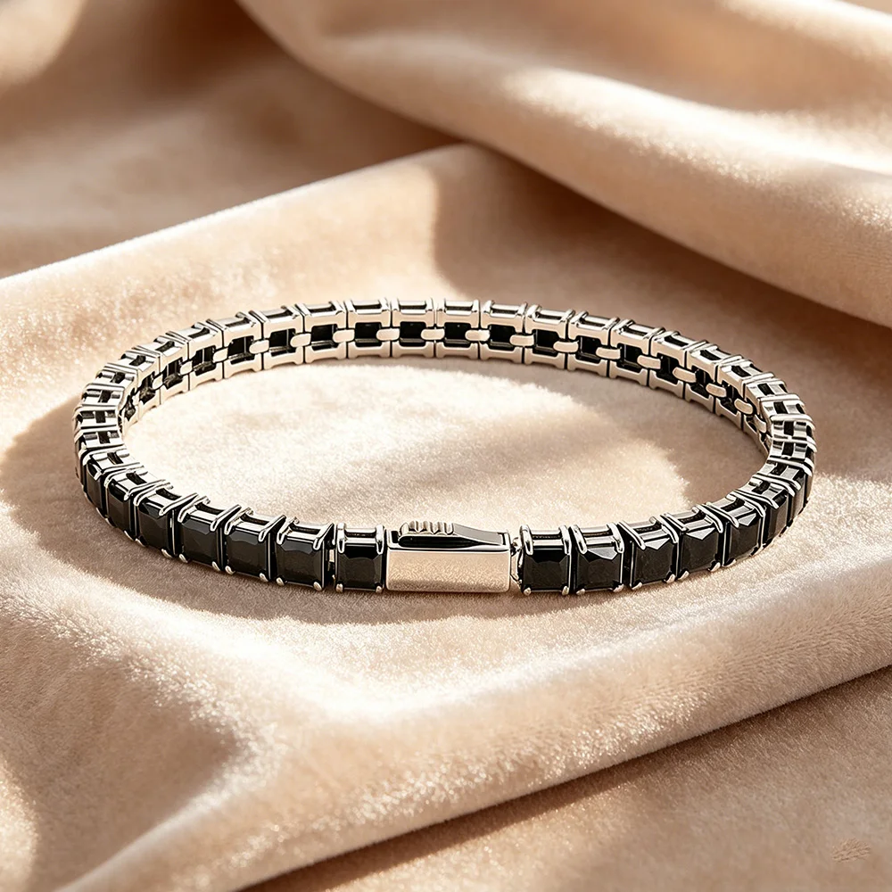 3/4/5mm Black Cubic Zircon Tennis Chain Necklace 316L Stainless Steel Hip Hop Fashion Unisex Jewelry For Men Women