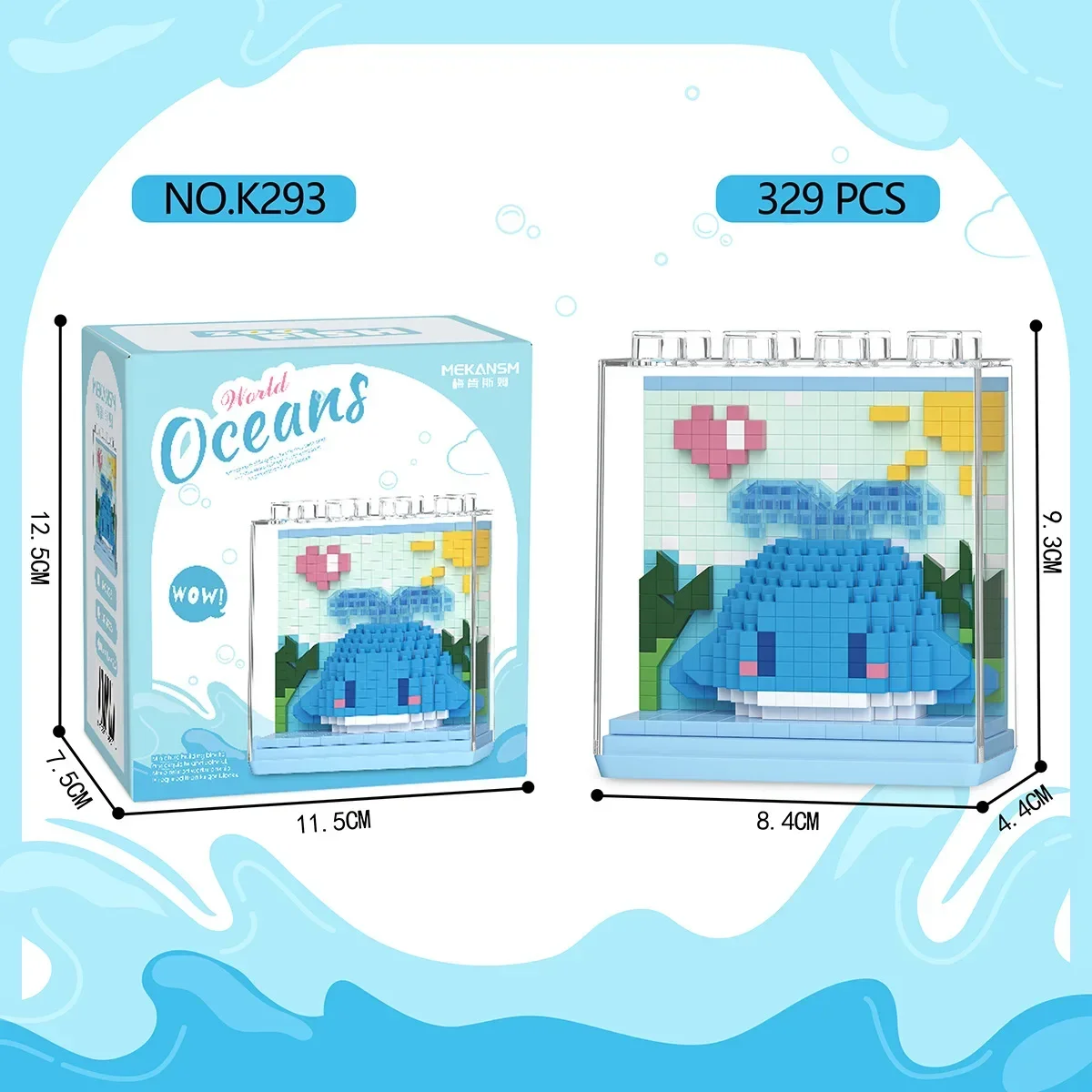 Marine Organism กล่องบล็อกอาคาร Sea Lion Dolphin ปลาวาฬสีฟ้าสัตว์ประกอบ Mini Micro อิฐรูปของเล่นสําหรับของขวัญเด็ก