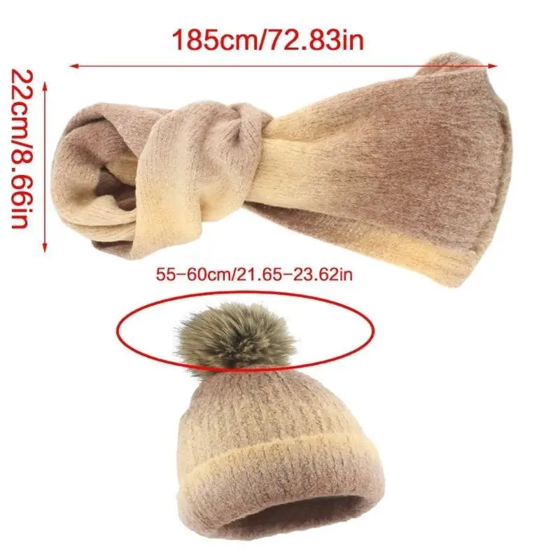 652F Odzież zimowa dla dorosłych Dzianina Gradienty Kapelusz Szalik i rękawiczki Zestaw zapewniający ciepło Zimna pogoda na