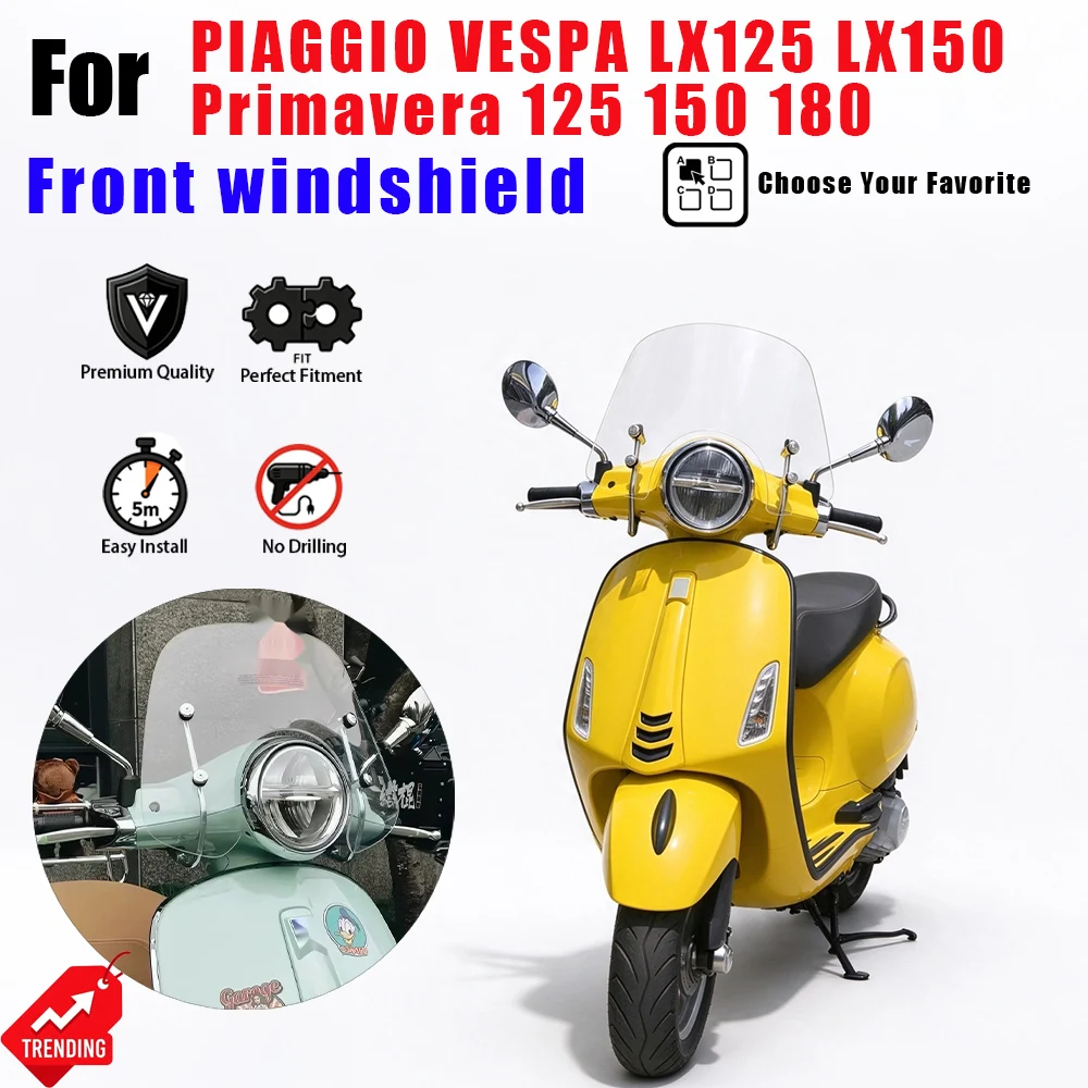 Motorcycle Front Windscreen Wind Deflector For PIAGGIO VESPA LX125 LX150 Primavera 125 150 180 Modified Windshield Accessories