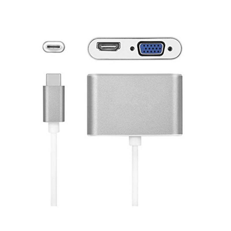 USB C 4K typ C 3.1 do HDMI kompatybilny USB-C VGA 2 porty Hub Adapter do Samsung Galaxy S10/S9/S8 Huawei Mate 20/P30 Pro