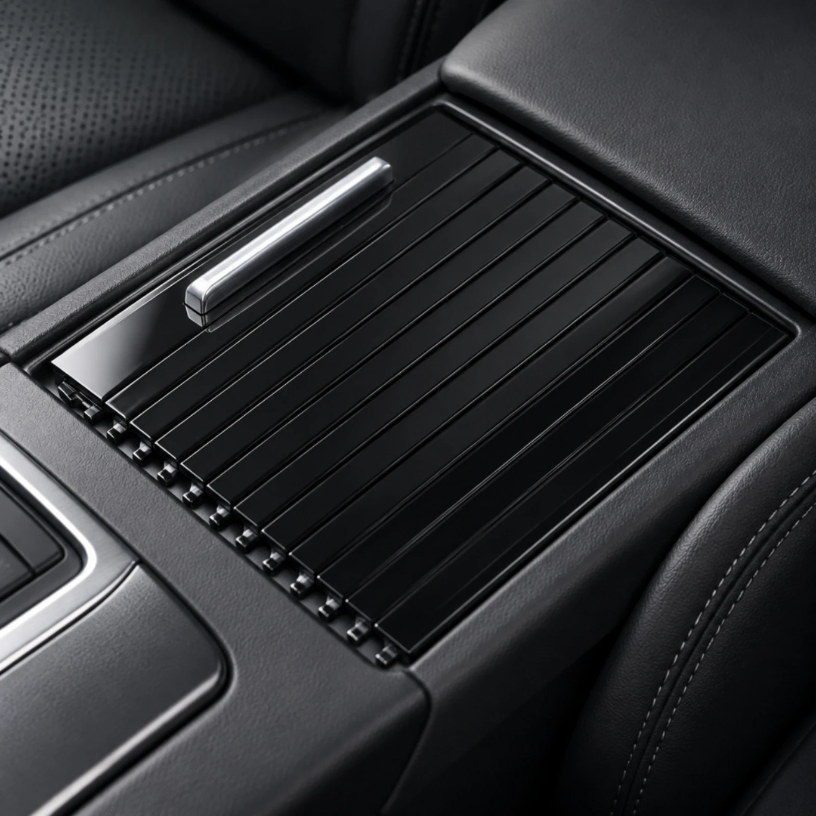 Slatted Cup-Holder Cover with Pull Handle Reinforced Fitted Rectangular Console Storage Lid Car Interior Accessory