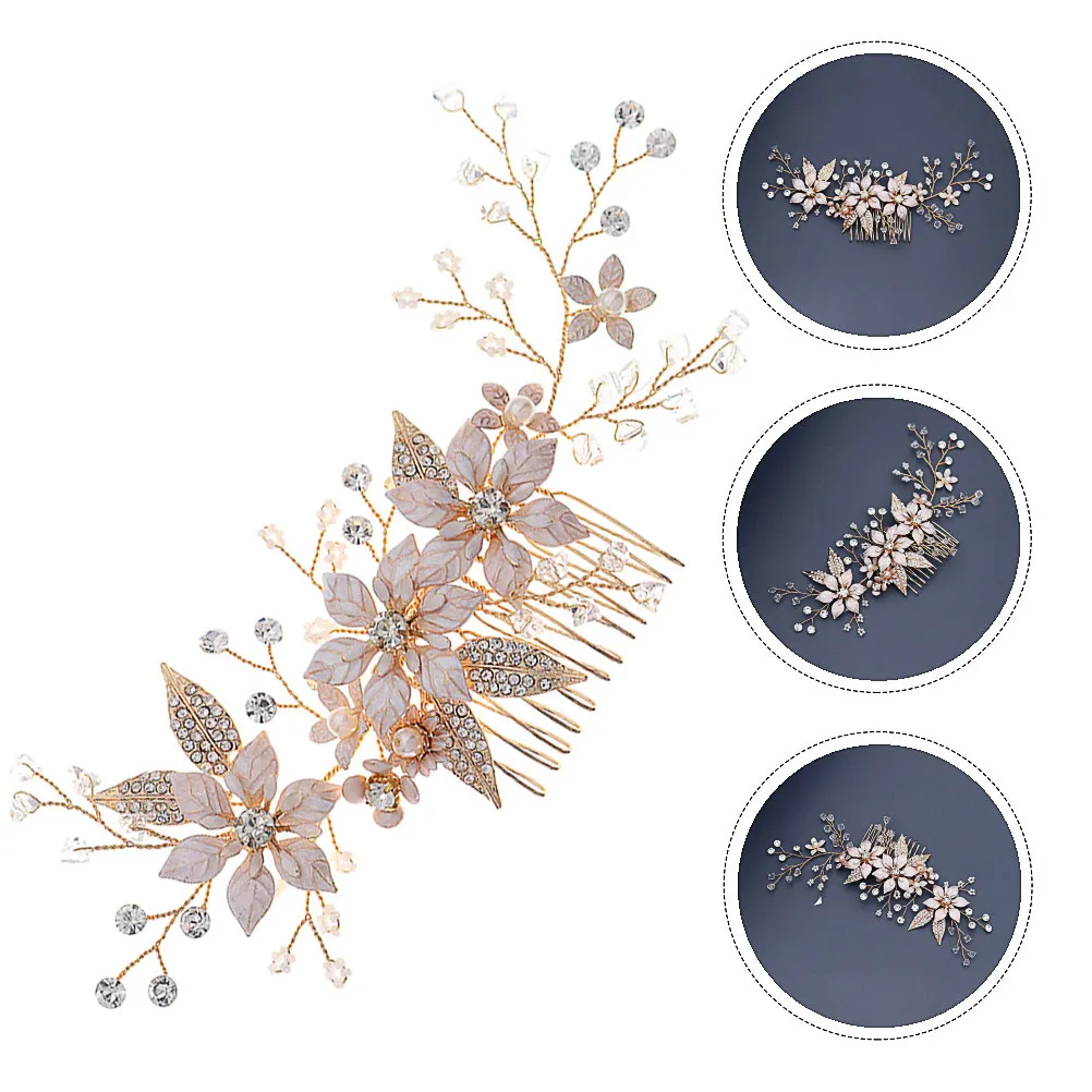 

1Pcs Pearl Hair Comb Alloy Exquisite Tuck Comb Photo Prop Party Headdress Elegant Floral Branch Design Bridal Hair Accessory