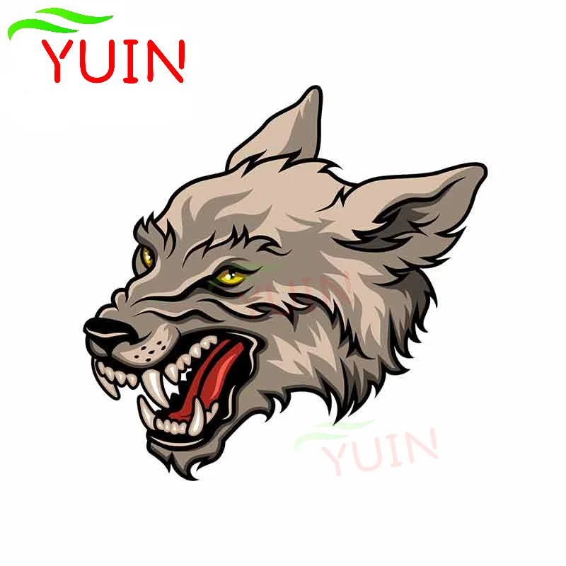 YUIN Wolf Head Funny Creative Car Sticker Personality PVC Body Bumper Decoration Accessories Waterproof Anti-UV Decal 13*13cm