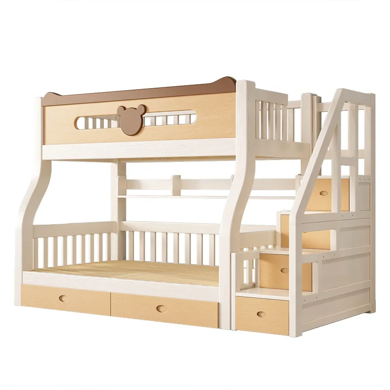 Upper and lower bunk beds Solid wood upper and lower beds Bear high and low bunk