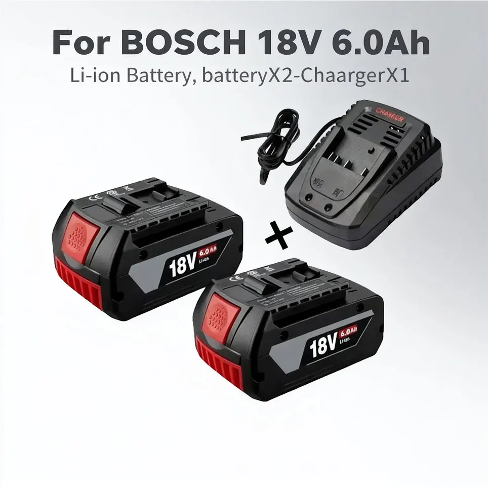 Batterie Li-ion professionnelle d'origine pour Bosch GBA 18V 6.0Ah avec LED pour chargeur Bosch 18V remplacement BAT609G BAT622 BAT618G