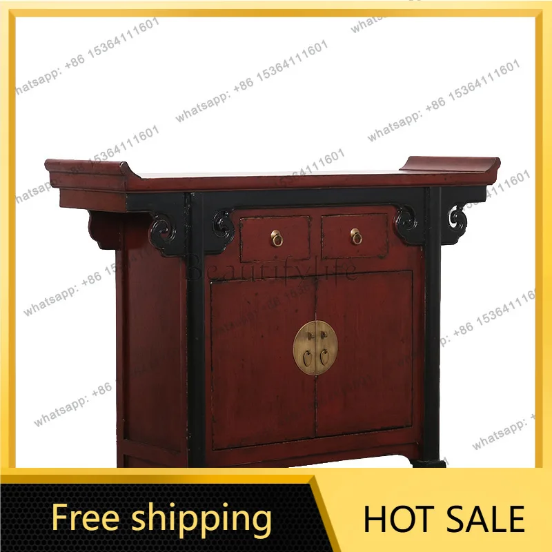 XX. New Chinese-style retro entrance cabinet, living room storage foyer decorative cabinet