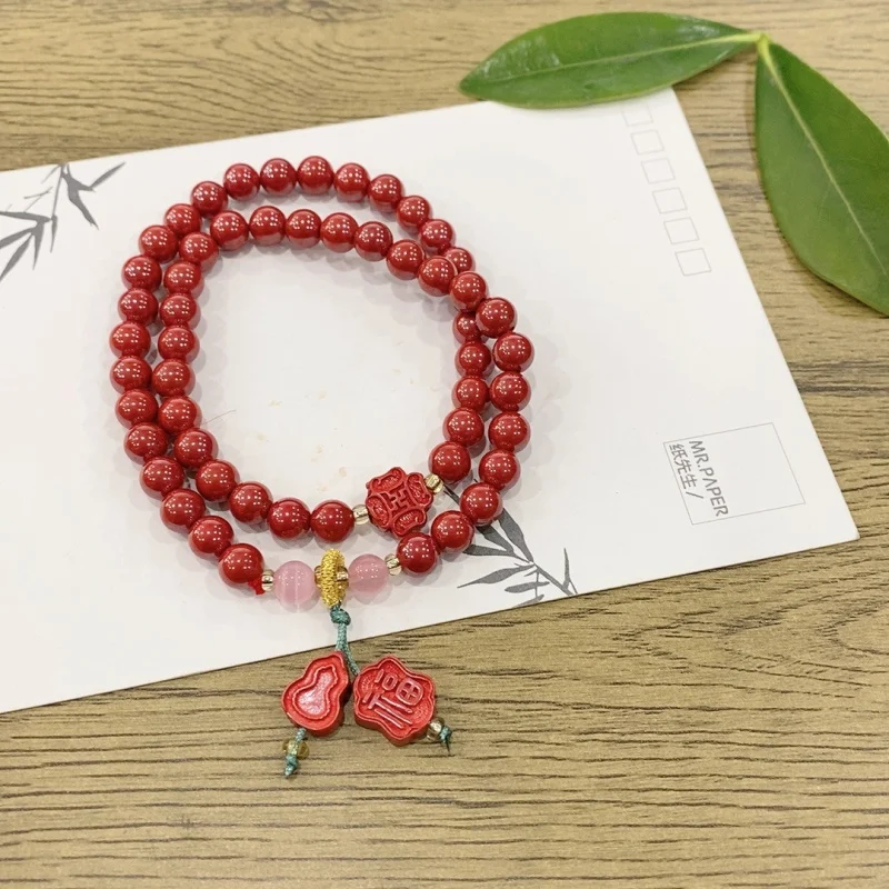 

High-content imperial sand double-ring , natural bracelet women and men with fortune beads