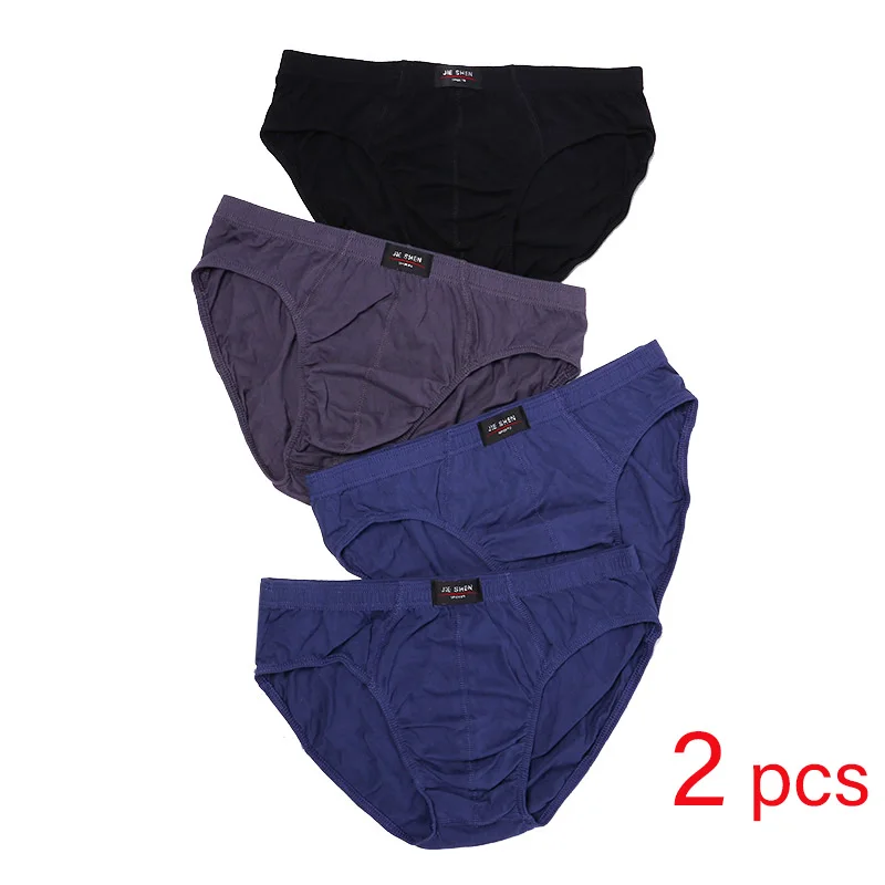 2 Pcs/Lot Men's 100% Cotton Briefs Comfortable Male Breathable Underwear Lingerie Panties Plue Size Xl -5xl Underpants